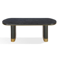 Modus Furniture Doheny Wood And Metal Oval Dining Table In Black And Brass