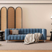 Tusuton 89" Modern Sofa Dutch Fluff Upholstered sofa with solid wood legs, buttoned tufted backrest