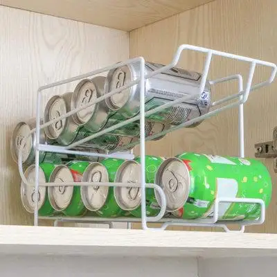 Streamline your fridge with our Rolling Soda Can Organizer! Made from premium iron it keeps cans rol...