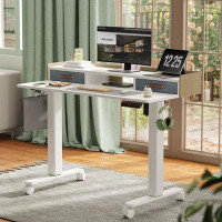 Ebern Designs Tarzan Height Adjustable Standing Desk with Drawers and Hooks