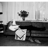Latitude Run® Young Man Sleeping On Sofa In Living Room Poster Print (24 X 36)