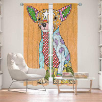 East Urban Home Lined Window Curtains 2-panel Set for Window Size by Marley Ungaro - Chihuahua Dog Tan