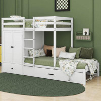 Harriet Bee Jamilya Kids Twin Over Twin Bunk Bed with Trundle with Drawers