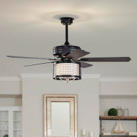 Warehouse of Tiffany 52" 5 - Blade LED Crystal Ceiling Fan with Remote Control and Light Kit Included
