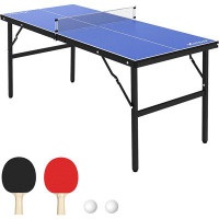 Yiimo Table de tennis de table intérieure / extérieure pliable avec raquettes et balles (25 mm d'épaisseur)