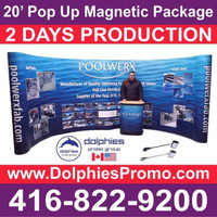 20ft Pop Up Booth Display Trade Show Exhibit PACKAGE + Full GRAPHICS + 2 Podiums + 4 Lights - COMPLETE Exhibit EXPO Set