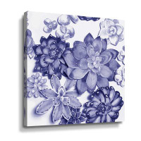 Dakota Fields Very Peri Purple Blue Succulent Plants Garden Wall Watercolor X Gallery Wrapped