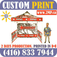 2 DAYS PRODUCTION Custom Printed Pop Up TENT Heavy Duty Frames Advertising FLAGS + Full Color Canopy Graphics Trade Show