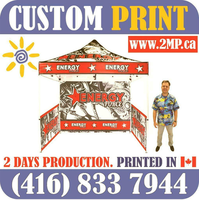 2 DAYS PRODUCTION Custom Printed Pop Up TENT Heavy Duty Frames Advertising FLAGS + Full Color Canopy Graphics Trade Show in Other Business & Industrial in Toronto (GTA)