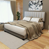 hanada Queen Size Upholstered Bed with Adjustable Headboard