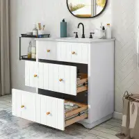 Hokku Designs modern bathroom vanity with ceramic sink and 2 drawers