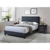 Saflon Truda Fabric Upholstered Tufted Panel Bed