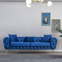 Willa Arlo™ Interiors Blalock Mid-Century Modern Tufted Rectangular Tight Back Velvet Upholstered Sofa In Mocha