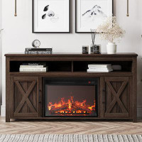 Gracie Oaks Claycomo TV Stand for TVs up to 65" with Electric Fireplace Included