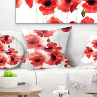 East Urban Home Floral Stylized Poppy Flowers Illustration Throw Pillow
