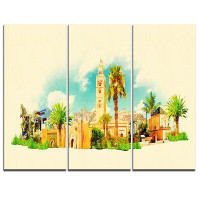 Design Art Marrakesh Panoramic View - 3 Piece Painting Print on Wrapped Canvas Set