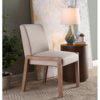 Ebern Designs Karfi Upholstered Parsons chair in Beige