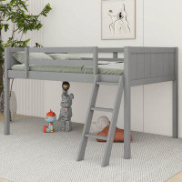 Harriet Bee Twin Size Wood Low Loft Bed With Ladder