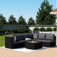 Latitude Run® Gwili 110.2" Wide Outdoor Wicker Patio Sofa with Cushions