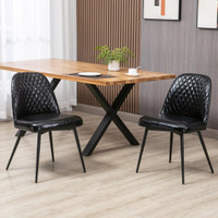 DINING CHAIRS SET OF 2, MODERN KITCHEN CHAIRS WITH FAUX LEATHER UPHOLSTERY AND STEEL LEGS FOR LIVING ROOM, DINING ROOM,