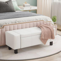 Latitude Run® Tufted Faux Leather Storage Bench for Living Room