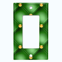 WorldAcc Metal Light Switch Plate Outlet Cover (Tufted Yellow Diamond Green - Single Toggle)