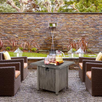 Costway Costway 32'' Patio Square Fire Pit Table 50,000 Btu Propane Gas Table With Lid & Lava Rocks