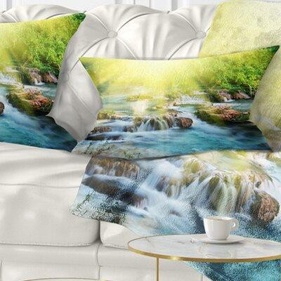 East Urban Home Beach Water Cascade Under Shiny Sun Modern Lumbar Pillow in Bedding