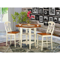 Charlton Home Tyshawn Counter Height Drop Leaf Rubberwood Solid Wood Dining Set