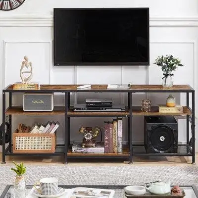 17 Stories TV Stand for 70" TV, console table with shelves and hooks.