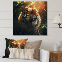 Ebern Designs Double Exposure Tiger Lensflare Silhouette II - Landscapes Metal Wall Art Living Room