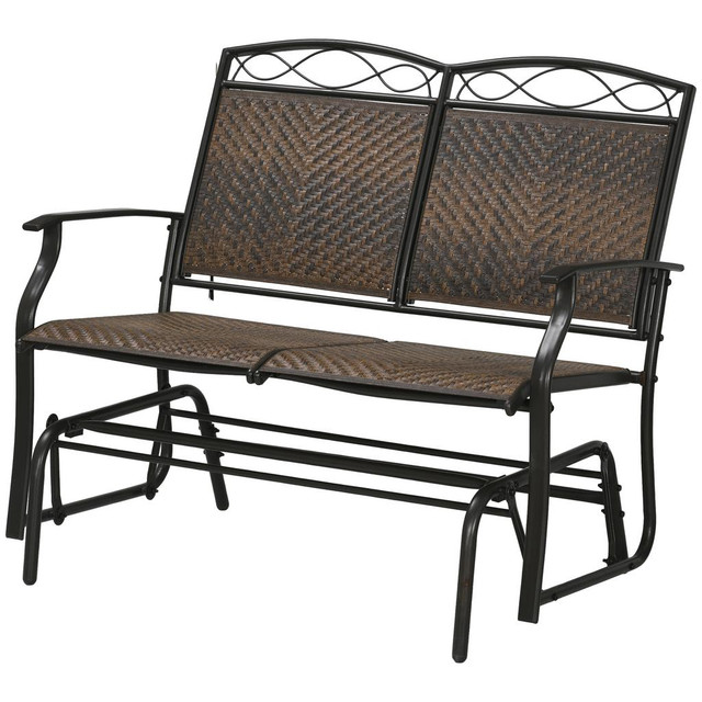 Rattan Gliding Chair 41.3" x 26.8" x 35.8" Brown in Patio & Garden Furniture - Image 2