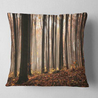Made in Canada - East Urban Home Forest Dark Thick Woods in Fall Pillow