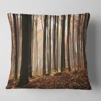 Made in Canada - East Urban Home Forest Dark Thick Woods in Fall Pillow
