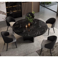 STAR BANNER Light Luxury Marble Dining Table Chair Stainless Steel Round Table Combination Of Modern Simple Small Apartm