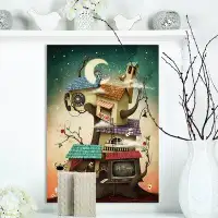 East Urban Home 'Colourful House on Tree in Stary Night' Graphic Art