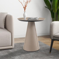 Orren Ellis Metal Tray Top Pedestal End Table Round Accent Side Table