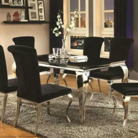 Coaster Furniture 59 Carone Dining Contemporary Black w 6 Chairs (105071) - In Stock / New in box         Glam