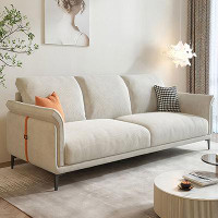 Hokku Designs 82.68" White Corduroy Standard Sofa