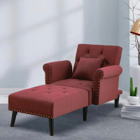 House of Hampton 2-In-1 Chaise Lounge Indoor with Rolled Armrest