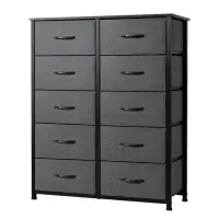 NIERBO Modern Black 10-Drawer Dresser: Multipurpose Storage, Spacious & Sturdy, Easy Assembly