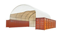 New 40x40x15 Container Shelter Double Truss with PVC Fabric Full Back