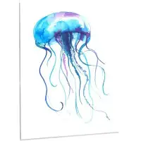 Design Art 'Large Light Blue Jellyfish' Print of Painting on Metal