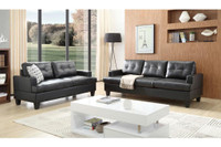 NEW IN BOX -- KNOLLWOOD SOFAS SET IN BLACK AIR LEATHER