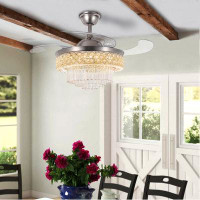 House of Hampton 42" Espiridion 4 - Blade LED Smart Crystal Ceiling Fan with Remote Control and Light Kit Included