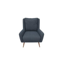 George Oliver Karlan Accent Chair in Burgundy Blue with Walnut Legs