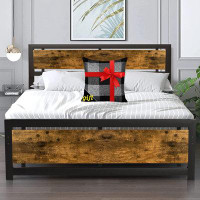 17 Stories Honani Bed Frame with Headboard - Strong Steel Slat Support