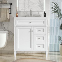 Everly Quinn Bathroom Vanity with Top Sink with 2 Drawers and a Tip-out Drawer