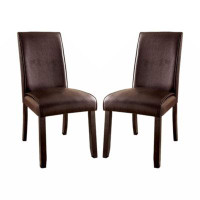 Red Barrel Studio Set Of 2 Leatherette Padded Side Chairs In Dark Walnut Finish