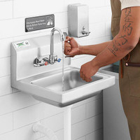 7 x 15 Wall Mounted Hand Sink with Gooseneck Faucet and Wrist Blades